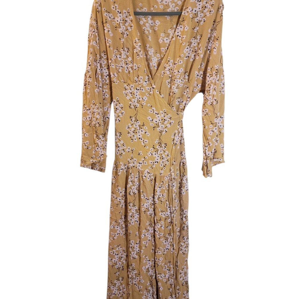 Yellow Bohemian Whimsical Modest Floral Maxi Billabong Dress